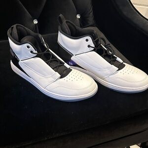 Jordan Black and White Sneakers with Purple Accent